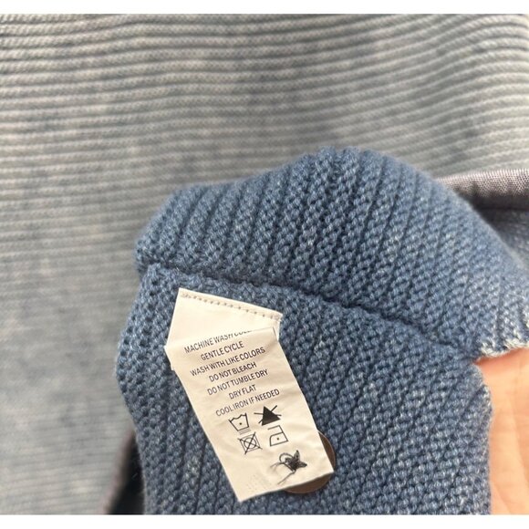 Carbon2Cobalt waterman Blue Button Henley knit textured Sweater sunwashed L - Picture 4 of 9